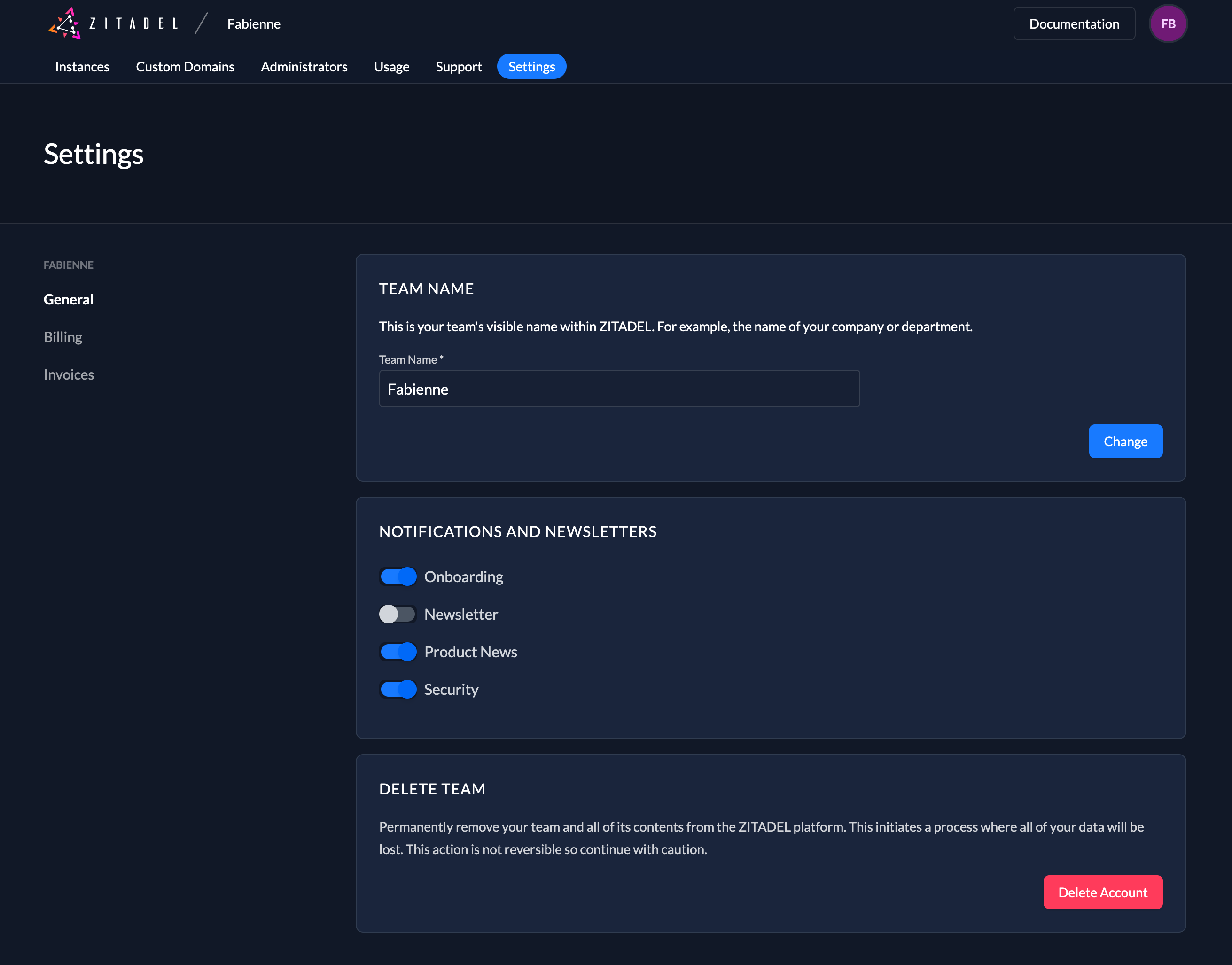 Customer Portal Settings General